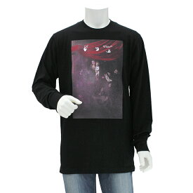 【訳あり】 汚れ有 オフホワイト Off-White 長袖Tシャツ SPRAYED CARAVAGGIO L/S TEE OMAB001S21JER009 1001 ブラック×ホワイト Mサイズ メンズ