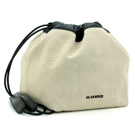 ジルサンダー JIL SANDER バッグ ショルダーバッグ ドローストリング リバーシブル DUMPLING DRAWSTRING SM J06WG0001 P4919 ミニ スモール 巾着 キャンバス レザー 本革 ナチュラルベージュ×ブラック 肩掛け 手提げ レディース 女性用