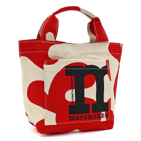 マリメッコ marimekko バッグ トートバッグ MONO MINI TOTE PULLOPOSTI 091975 ミニサイズ コットンキャンバス地 北欧 ナチュラル レッド×ベージュ レディース