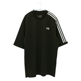 ワイスリー アディダス ヨウジヤマモト Y-3 adidas YOHJI YAMAMOTO 半袖Tシャツ 3ストライプス ショートスリーブ ティー 3S SS TEE H63065 ユニセックス クルーネック スリーストライプス サイドスリット ルーズフィット Y-3ロゴ スポーツ カジュアル コットン