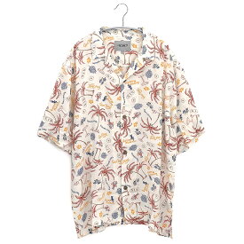 カーハート carhartt 半袖シャツ ショートスリーブ S/S Mirage Shirt オープンカラー 開襟 I030044 メンズ レーヨン ルーズフィット ドロップショルダー カジュアル ストリート 総柄 ホワイト系 ロゴ