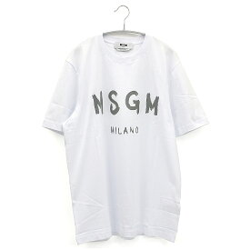 MSGM エムエスジーエム 半袖Tシャツ MM510 メンズ クルーネック 丸首 ストリート ロゴ シンプル ビッグシルエット オーバーサイズ ブラック ホワイト