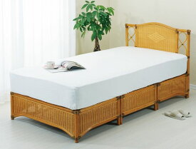 アジアンテイスト籐(ラタン)すのこシングルベッド、スプリングマット付き シングルサイズ y-918-y-917
