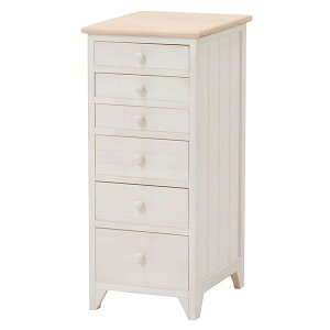 シャビーテイスト木製スリムチェスト 31幅6段 ホワイト色(白色) MCH-5260NAW 完成品 小引き出し