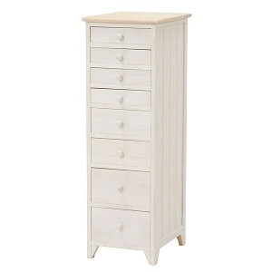 シャビーテイスト木製スリムチェスト 31幅8段 ホワイト色(白色) MCH-5261NAW 完成品 小引き出し