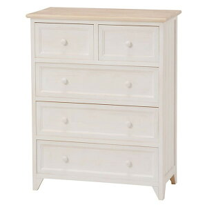 シャビーテイスト木製チェスト 60幅4段5杯 ホワイト色(白色) MCH-5276NAW 完成品