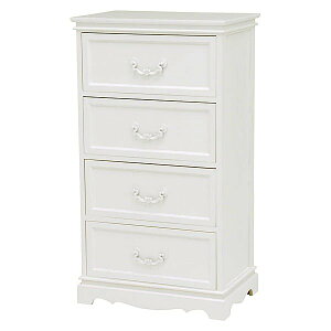 木製ハイチェスト 50幅4段4杯引出し ホワイト色(白色) 完成品 小引き出し