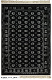 ラグ カーペット 200×200cm 正方形 ブラック色 グラント エスニック文様柄 ゴブラン織 ホットカーペットOK