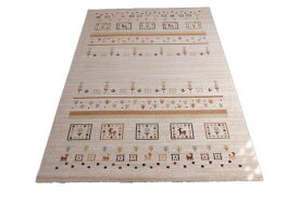 ラグ 絨毯 じゅうたん 133×195cm アイボリー色 ギャッベデザイン カーペット 長方形 HANTO