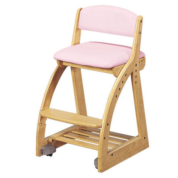 コイズミ 4ステップチェア 木製学習椅子 4STEP Chair ライトピンク色 木部はナチュラル色 FDC-054NS