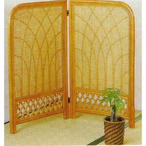 和風籐(ラタン)スクリーン 2枚折れ