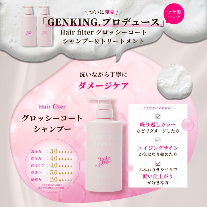 楽天市場】【公式】GENKING.プロデュース Hair filter サラツヤ2点 