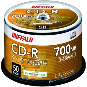 �o�b�t�@���[ �f�[�^�p CD-R 1��L�^�p 700MB 50�� �X�s���h�� 1-48�{�� �z���C�g���[�x�� RO-CR07D-050PW/N