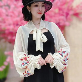 UVカット パーカー レディース 羽織 UVカットシャツ 冷房対策 冷え対策 刺繍 パールアイスシルク シフォン 薄手 UVカットカーディガン 日焼け対策 ストール 車 運転用 冷房 室内 アウトドア 春夏 夏用 送料無料