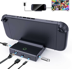 Switch 2 �h�b�N �e���r�ڑ��o�� �X�C�b�` 2 �Ή� �h�b�N ���ڂ�TV�o�� �h�b�N���@�\ 4K@60Hz Type-C to HDMI�ϊ� 4in1 USB�|�[�g 1000M RJ45�|�[�g �y�ʉ� �����\�`�b�v �x���Ȃ� �����^�ѕ֗� ���^ �A�_�v