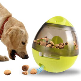 犬用 おもちゃ ペット 餌入れ知育玩具 おやつボール 倒れないエッグ 知育玩具 IQステップボール 運動不足の解消 ペットおもちゃ (グリーン)