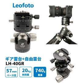【6カ月保証】【在庫処分品特価55980→51980】Leofoto(レオフォト） Leofoto LH-40GR+NP-60 ギア搭載自由雲台（G2+LH-40一体型タイプ） アルカスイス互換 独立パンロック【並行輸入品】lg40gr