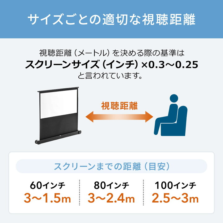楽天市場 火曜限定 クーポンで3000円off プロジェクタースクリーン 80インチ 簡単設置 自立 パンタグラフ式 持ち運び可能 床置き 移動ローラー付 ブラック プロジェクタ スクリーン プレゼン ホームシアターに サンワダイレクト楽天市場店