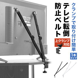 【楽天1位受賞】テレビ 転倒防止 穴あけ不要 クランプ上下固定対応 固定 耐震 転倒防止ベルト クランプ固定 壁固定 VESA取付 テレビ固定ベルト バンド 地震対策 モニター 防災グッズ