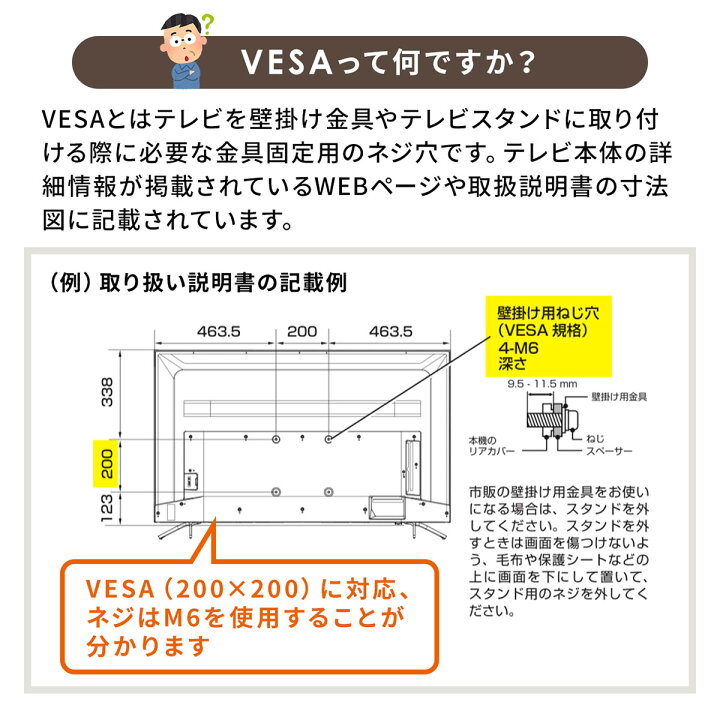 楽天市場 テレビ 壁掛け 金具 薄型 32インチ 40インチ 43インチ 49インチ 50インチ 52インチ 55インチ 58インチ 60インチ 65 インチ 70インチ対応 耐荷重45kgまで サンワダイレクト楽天市場店