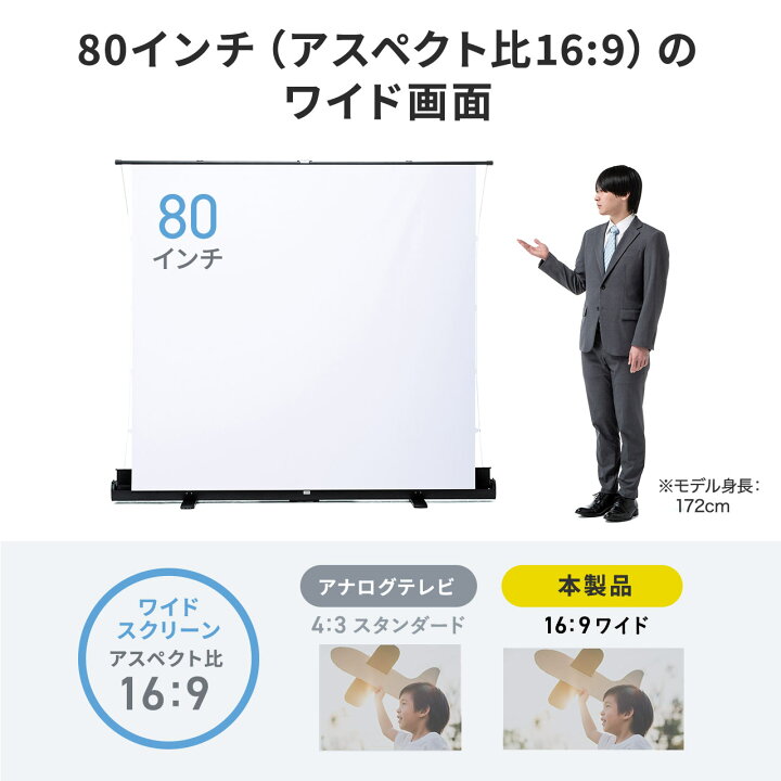 プロジェクタースクリーン 80インチモニター サイズ 火曜限定 クーポン 
