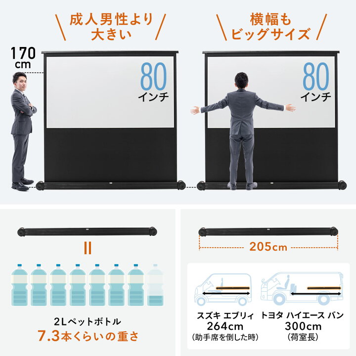 楽天市場】【楽天1位受賞】プロジェクタースクリーン 80インチ 簡単 