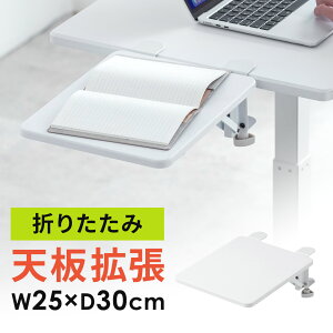 【楽天1位受賞】デスクエクステンダー 折りたたみ アームレスト 机 天板拡張 後付け 机拡張 テーブル拡張 クランプ固定 幅25cm 奥行30cm ブラック ホワイト ライトブラウン