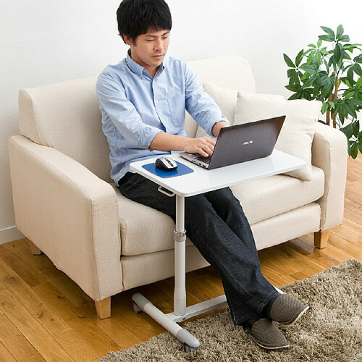 楽天市場】サイドテーブル キャスター 付き 高さ約51〜65cm ソファー 