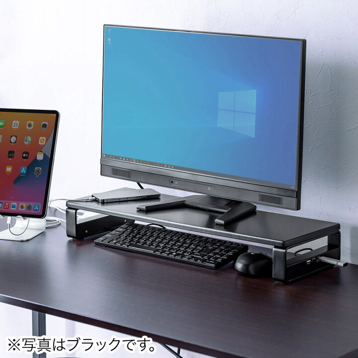 楽天市場 モニター台 パソコン台 机上台 卓上 Usb ハブ付き 電源タップ 増設 モニタースタンド 幅60cm 奥行cm 机上ラック 液晶モニター台 パソコン コンセント サンワダイレクト楽天市場店