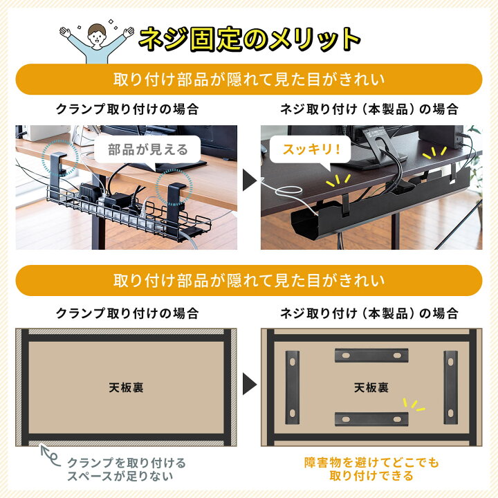 楽天市場】ケーブルトレー 配線受け ケーブルオーガナイザー ケーブルトレイ デスク固定タイプ ネジ固定 スチール金属製 電源タップ タッブ ケーブル収納 デスク 配線 収納 隠し 配線整理 : サンワダイレクト楽天市場店 楽天市場】ケーブルトレー 配線受け ケーブルオーガナイザー ケーブルトレイ デスク固定タイプ ネジ固定 スチール金属製 電源タップ タッブ ケーブル収納 デスク 配線 収納 隠し 配線整理 : サンワダイレクト楽天市場店