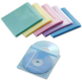 CDケース DVDケース 不織布ケース 両面収納×100枚セット 5色ミックス インデックスカード付 収納ケース メディアケース 持ち運び