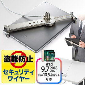 タブレット iPad セキュリティワイヤー （10.5インチ/9.7インチiPad Pro・9.7インチiPad（2018/2017）・mini 4対応・汎用タイプ・7インチ～10インチ対応）シルバー