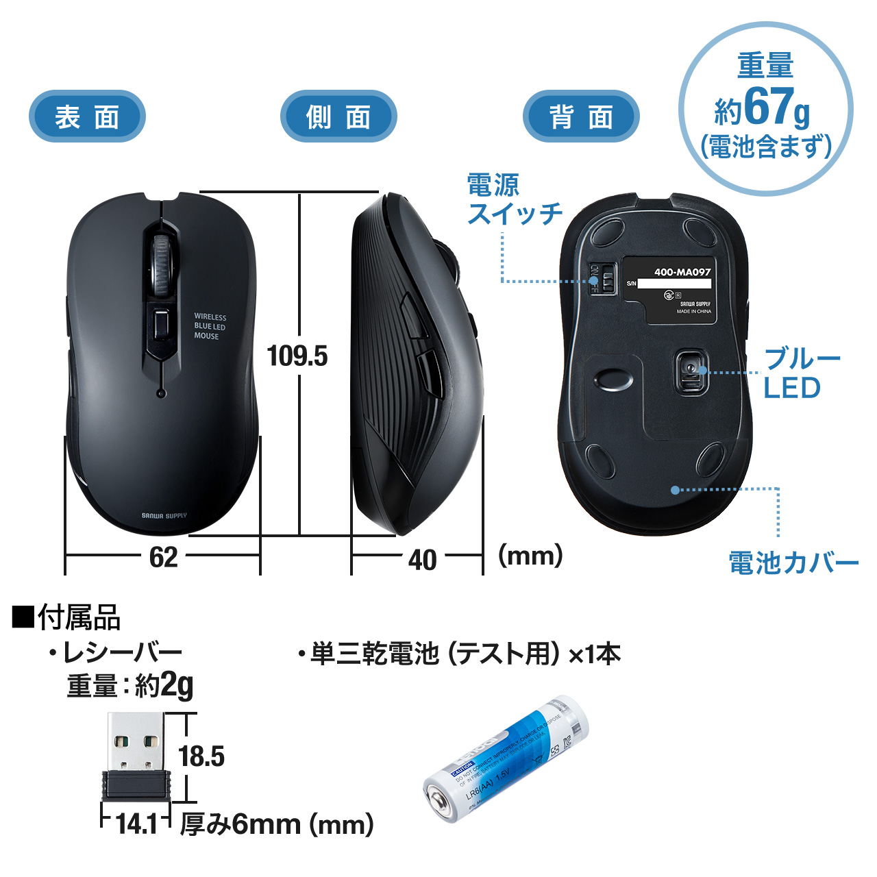 【楽天市場】マウス ワイヤレス 無線 マウス 5ボタン ワイヤレス