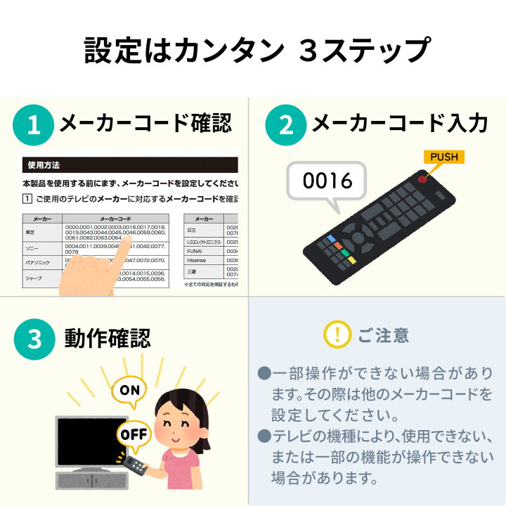 楽天市場 テレビリモコン 汎用タイプ 東芝 ソニー 日立 Lg パナソニック シャープ Funai Hisense 三菱 汎用テレビリモコン マルチリモコン 60ボタン 互換 代用 サンワダイレクト楽天市場店
