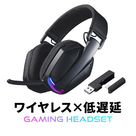 ワイヤレスヘッドセット USB マイク付き ゲーミング 軽量 ミュート 無線 2.4GHz USB A＆Type-Cレシーバー RGB LED付きPS4 PS5 WEB会議用 zoomイヤホン ワイヤレスマイク 無線 有線 PC用 オンライン会議 テレワーク eスポーツ