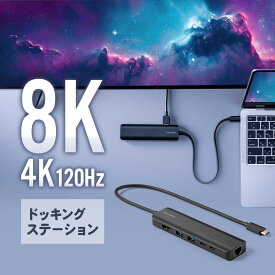 ドッキングステーション 8K Type-C USBハブ HDMI LAN 4K 120Hz PD100W対応 モバイル サイネージ