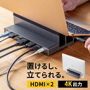 ドッキングステーション Type-C HDMI 2ポート搭載 USB-C LAN スタンド型 縦置き トリプルディスプレイ ダブルディスプレイ クラムシェル スタンド一体型 ノートパソコンスタンド PCスタンド USBハブ 4K 60Hz PD100W