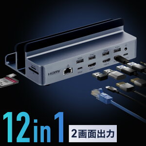 【火曜限定 クーポンで1200円OFF】【楽天1位受賞】USB-C ドッキングステーション 12in1 スタンド型 HDMI 2画面出力 LAN Windows Mac対応 スタンド一体型 据え置き 縦置き クラムシェル 4K/60Hz PD100W Type-c