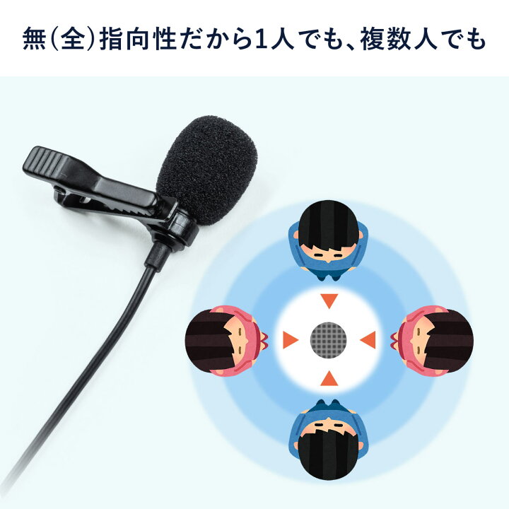 楽天市場】クリップマイク ピンマイク コンデンサーマイク 高音質 USB Skype ZOOM You Tube : サンワダイレクト楽天市場店