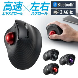 【楽天1位受賞】トラックボールマウス エルゴノミクス ワイヤレス 高速スクロール 横スクロール 親指 USB-C充電式 チルトホイール 静音 無線 2.4GHz Bluetooth 5ボタン ブラック