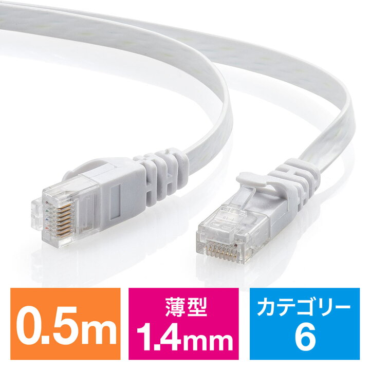 楽天市場】サンワサプライ 【激安】LANケーブル 0.5m カテゴリ6 