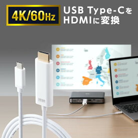 Type-C HDMI 変換 ケーブル 2m 4K/60Hz USB スマホ テレビ 繋ぐ 出力 HDR Thunderbolt 3対応 USB 3.1 ホワイト