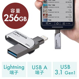 【クーポンで200円OFF！ 6/11(火)1:59まで】iPhone iPad USBメモリ 256GB USB3.2 Gen1(USB3.1/3.0) Lightning対応 MFi認証 スイング式
