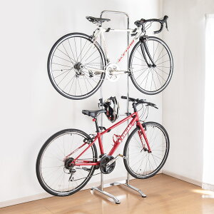 楽天市場 自転車スタンド 2台掛け シルバー ホームバイクラック 自立式 ディスプレイスタンド 屋内用 サイクル おしゃれ 転倒防止 室内 サンワダイレクト楽天市場店