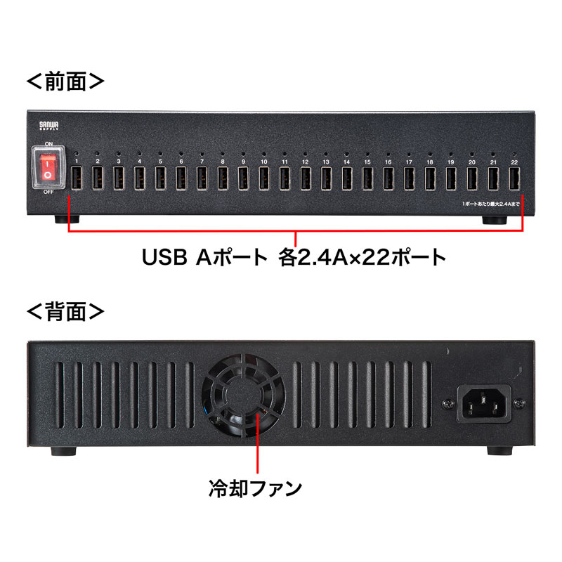 楽天市場】USB充電器（22ポート・合計52.8A） ACA-IP72 サンワサプライ
