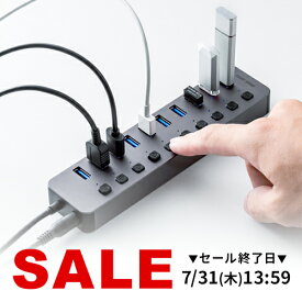 【楽天1位受賞】USBハブ 10ポート ACアダプタ付 USB充電器 個別スイッチ付 USB3.2/5Gbps