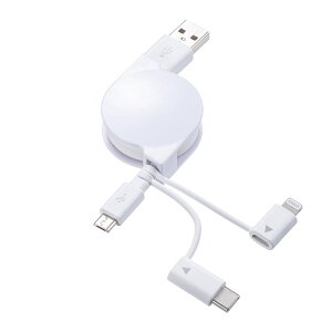 ���C�g�j���O�ETypeC�EmicroB �����USB�@3in1 �P�[�u���@0.8m KB-IPLTM08KW �T�����T�v���C
