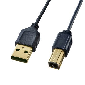 【6/1限定！抽選で100％ポイント還元 】極細USBケーブル USB2.A-Bタイプ ブラック 1m KU20-SL10BKK サンワサプライ