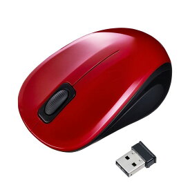 マウス ワイヤレス 無線 静音 抗菌 USB Aコネクタ 3ボタン 2.4GHz ブルーLED パソコン PC Windows Mac レッド MA-WBSK315R サンワサプライ