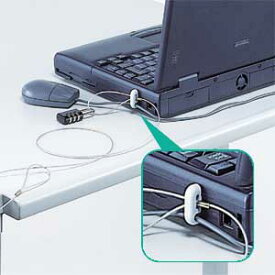 ノートパソコンロック 本体とマウスを守る ダイヤル錠 鍵 太さ1.6mm 長さ1m セキュリティ パソコン盗難防止 SL-21 サンワサプライ
